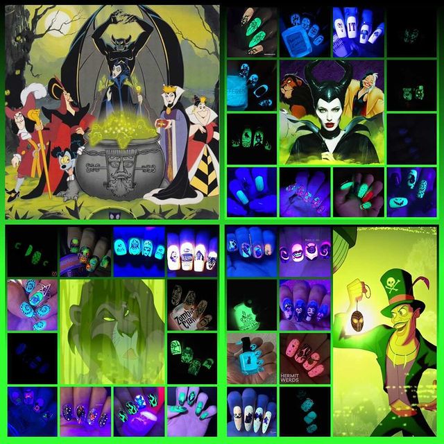 #HalloweenForeverCollab - Disney Villain collage - glow in the dark