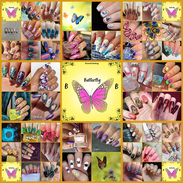 #AZNailArtChallenge - 'B' is for Butterfly collage