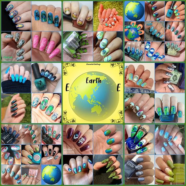 #AZNailArtChallenge - 'E' is for Earth collage