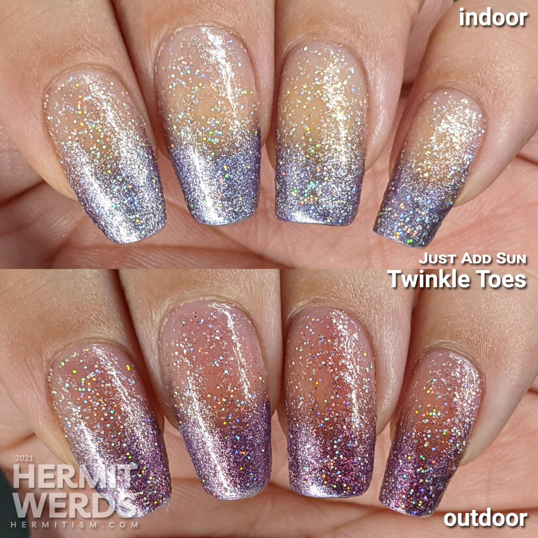 solar nails with glitter tips