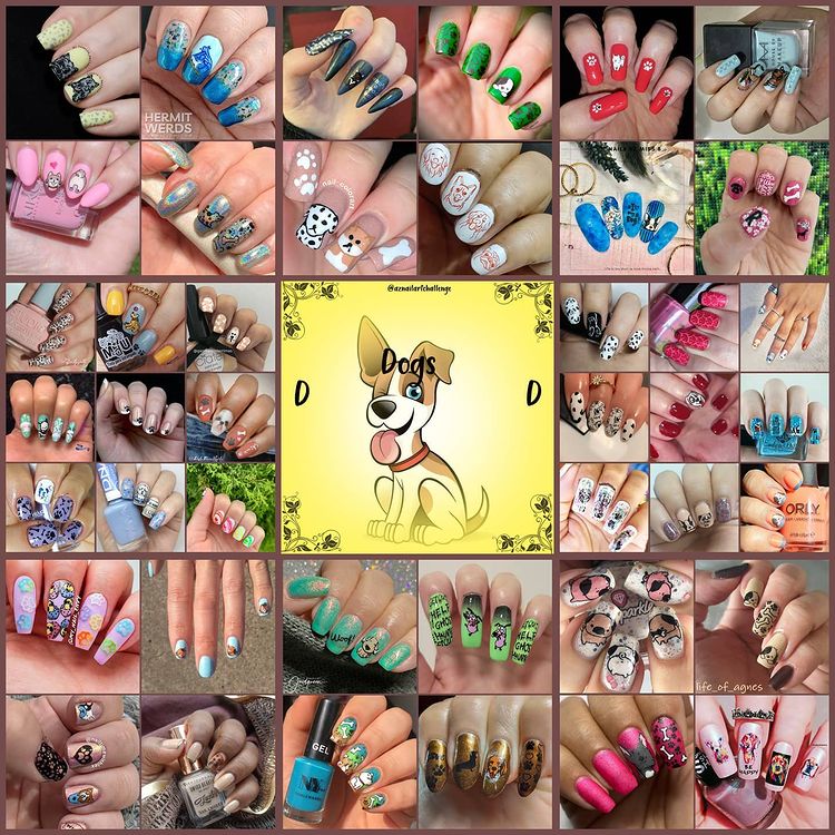 #AZNailArtChallenge - 'D' is for Dog collage