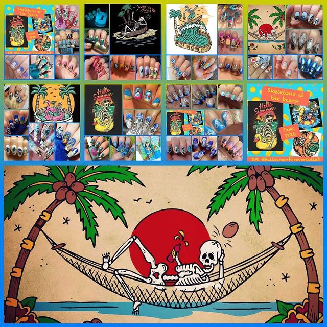 #HalloweenForeverCollab - Skeletons at the Beach collage