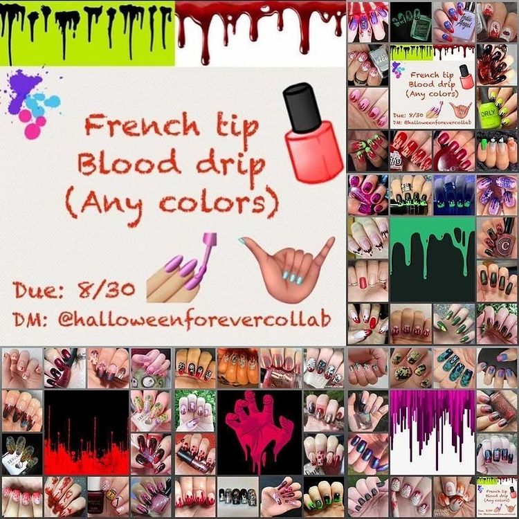 #HalloweenForeverCollab - French Tip Blood Drip collage