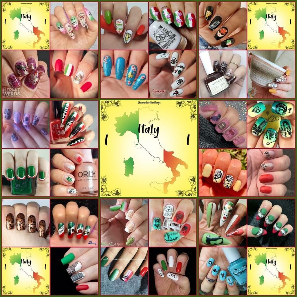 #AZNailArtChallenge - 'I' is for Italy collage