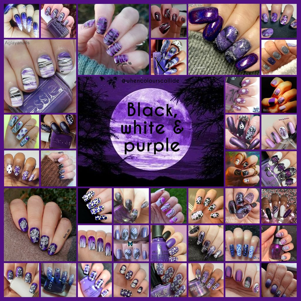 #WhenColoursCollide - Black, white & Purple collage