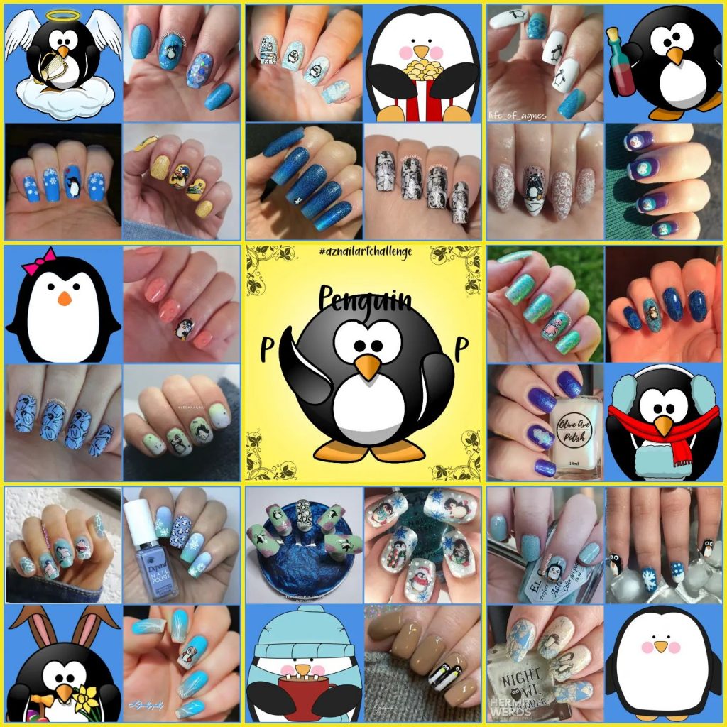 #AZNailArtChallenge - 'P' is for Penguin collage