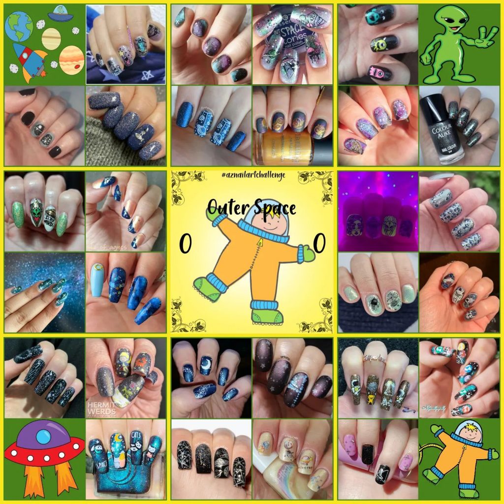 #AZNailArtChallenge - 'O' is for Outer Space collage