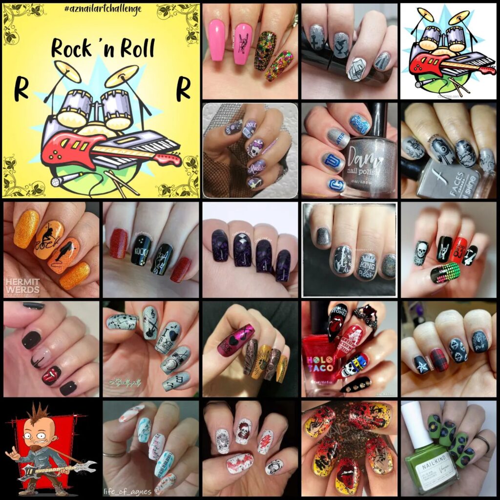 #AZNailArtChallenge - 'R' is for Rock 'n Roll collage