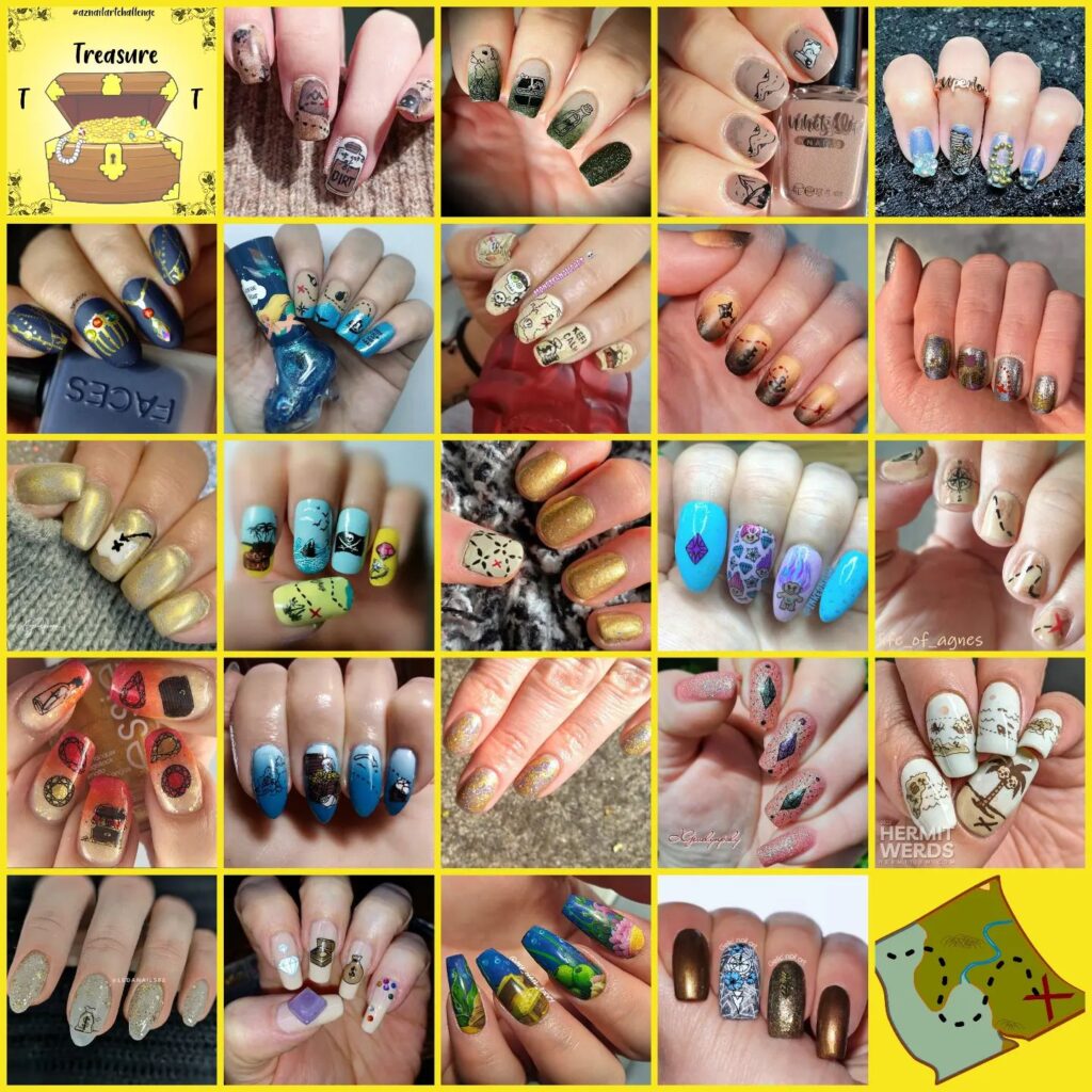 #AZNailArtChallenge - 'T' is for Treasure collage