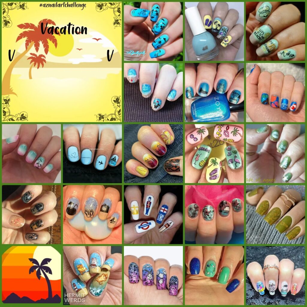 #AZNailArtChallenge - 'V' is for Vacation collage