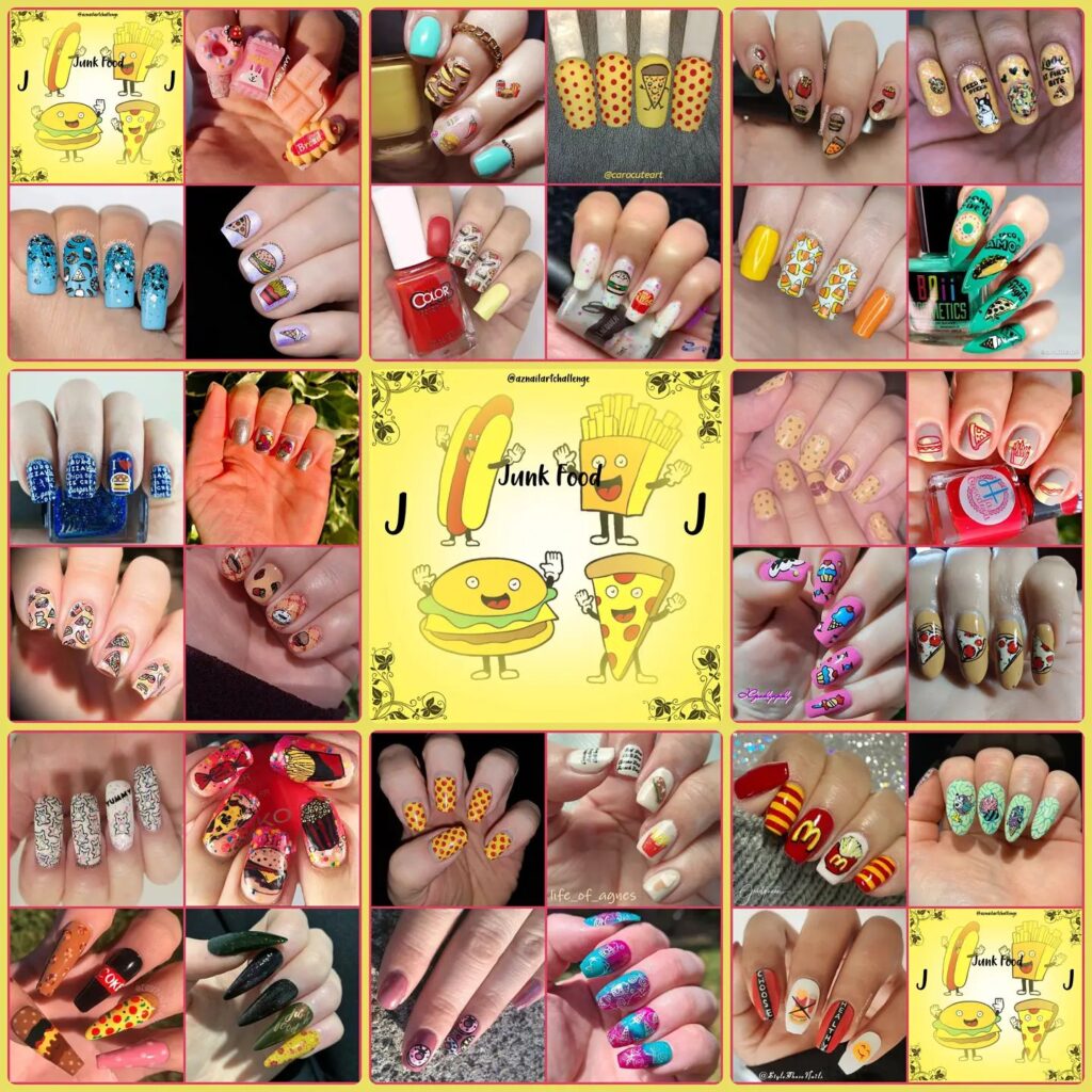 #AZNailArtChallenge - 'J' is for Junk Food collage