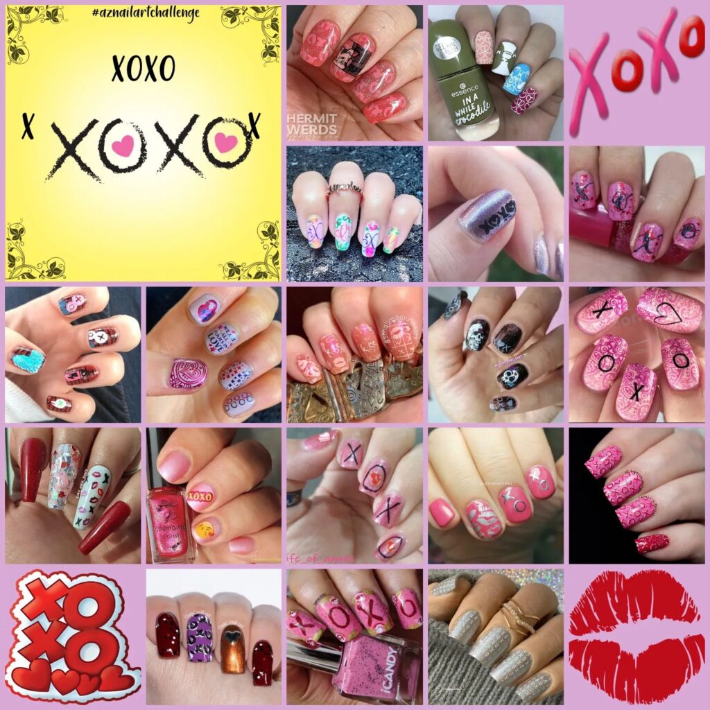 #AZNailArtChallenge - 'X' is for XOXO collage