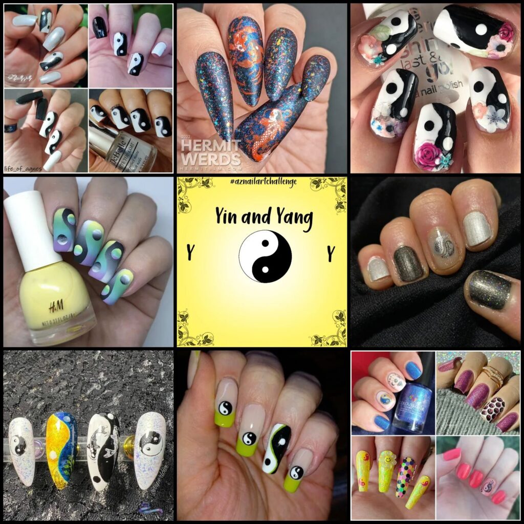 #AZNailArtChallenge - 'Y' is for Yin and Yang collage