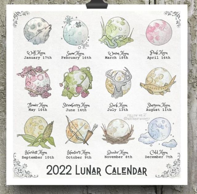 Lunar Calendar of prompts for the #LunarCollab nail art challenge on Instagram.