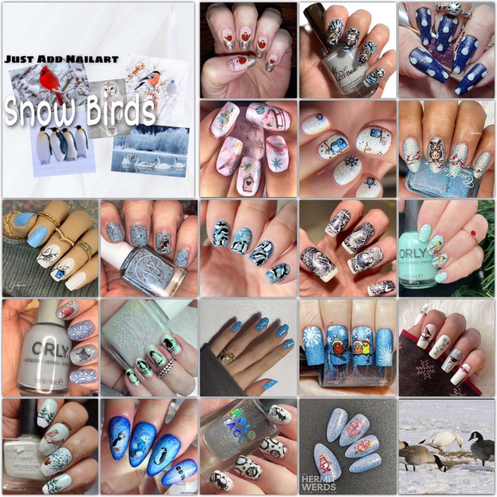 @JustAddNailArt - Snow Birds collage