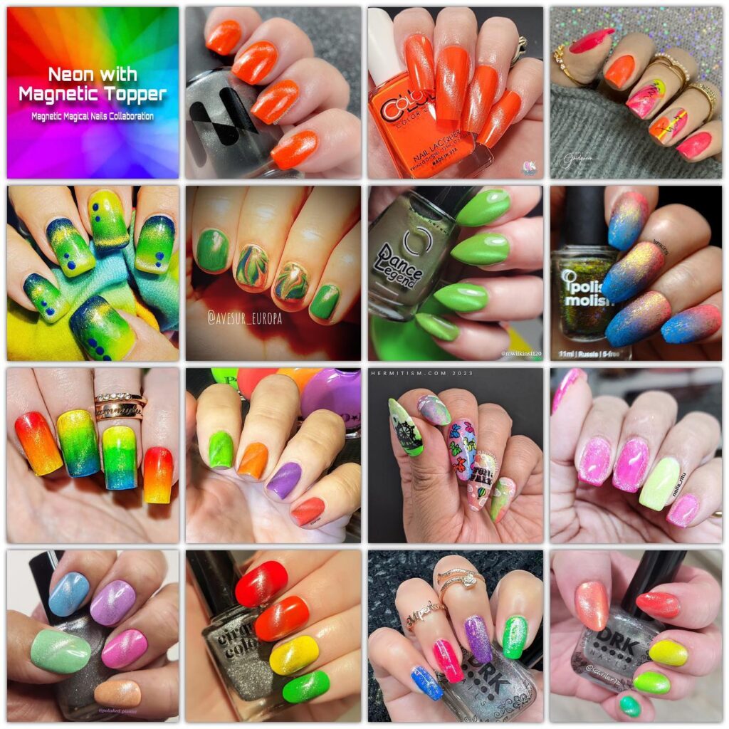 @MagneticMagicalNails - Neon with Magnetic Topper collage