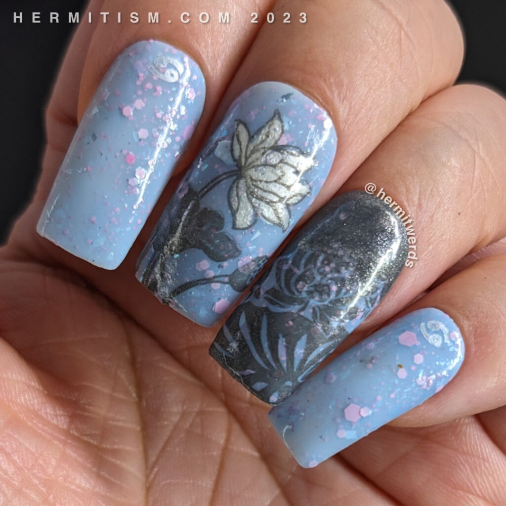 Zodiac Flowers – Most cancers / Lotus – Nail Artwork