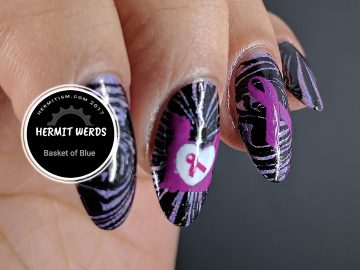 Animal Abuse Awareness - Hermit Werds - Animal Abuse Awareness stamping over purple/black holographic water marble
