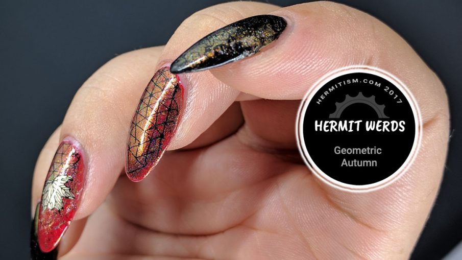 Geometric Autumn - Hermit Werds - geometric autumn patterns on chameleon holo powder