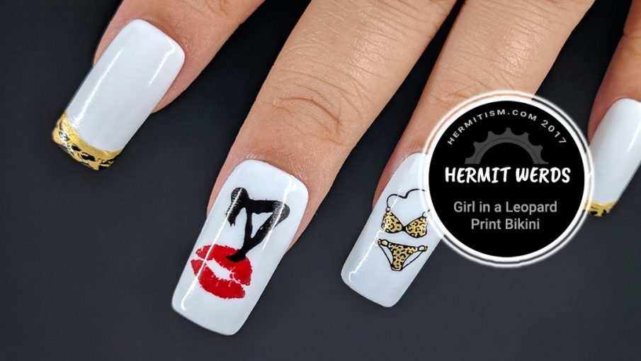 Girl in a Leopard Print Bikini - Hermit Werds - sexy pin-up style Bettie Page inspired nails