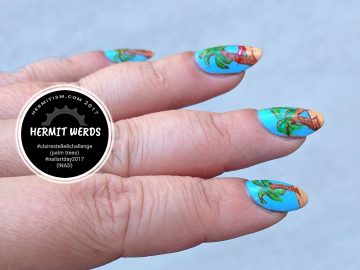 Palm Tree INAD (International Nail Art Day) - Hermit Werds - Freehand painted palm trees spelling INAD