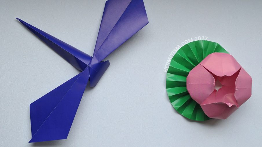 Origami from May - Hermit Werds - Dragonfly and Lily