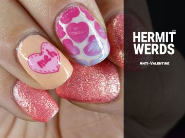 Anti-Valentine - Hermit Werds - anti-valentine candy hearts on an orange background