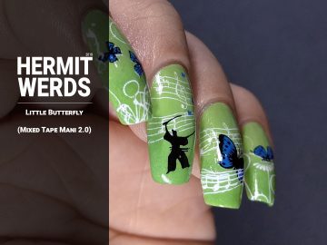Smile.DK's "Butterfly" - Hermit Werds - nail art inspired by Smile.DK's "Butterfly" made famous by DDR, complete with samurai