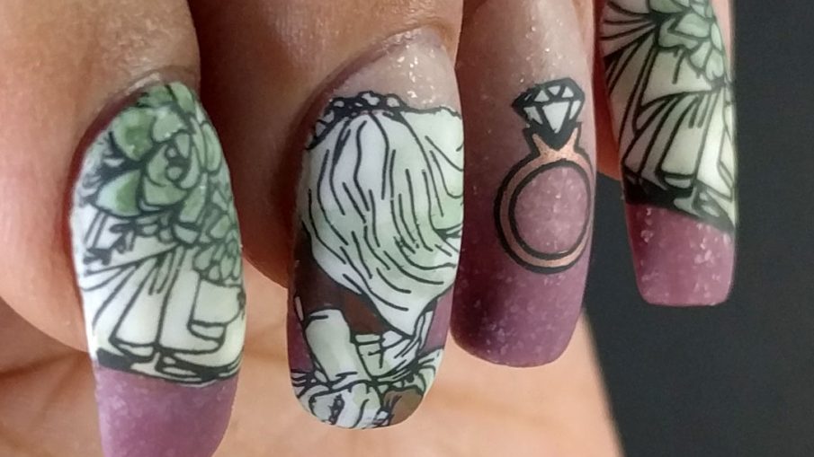 Dusty Rose & Green Wedding - Hermit Werds - dusty rose and green nail art with beautiful succulents, ruffles, and bride