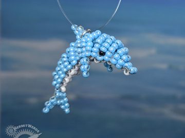 Bead Dolphin - Hermit Werds - seed bead dolphin following Marilyne Kéréneur's pattern and adding in my own details