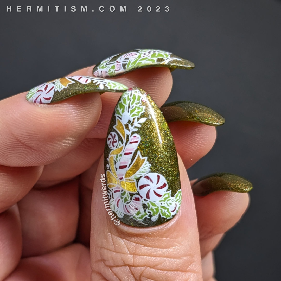 Candy Cane Splendor - Christmas Nail Art - Hermit Werds